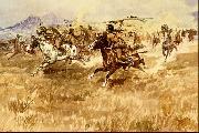 Charles M Russell Fight Between the Black Feet oil painting